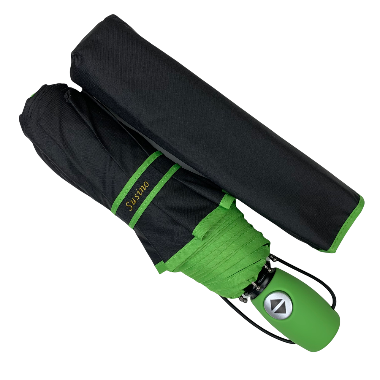 Класична парасоля-автомат на 8 спиць від Susino, з зеленою смужкою, 016031AC-2, фото 1