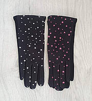 Трикотажно женские перчатки со звездочками, опт