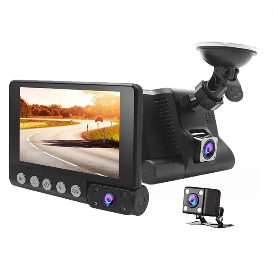 Автомобільний відеореєстратор С9 Full HD DVR з 3 камерами для авто Реєстратор машину з монітором записом