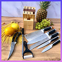 Набор кухонных ножей с бамбуковой подставкой 9 предметов Edenberg EB-3612 Набор ножей из нержавеющей стали