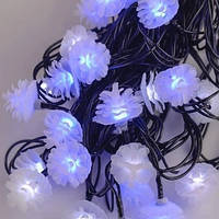 Гирлянда Уличная Шишки 40 LED Сине-белая, 700 см, черный провод, переходник (1633-23)