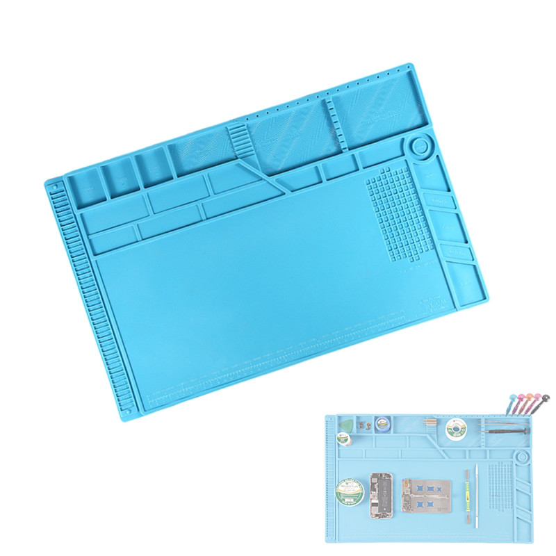 Килимок для паяння силіконовий термостійкий 55x35см з магнітними осередками S-180, фото 1