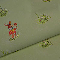 Шпалери вінілові на паперовій основі Vinil ВКЗ Зайчики декор зелений 0,53 х 10,05 м (3-1337)