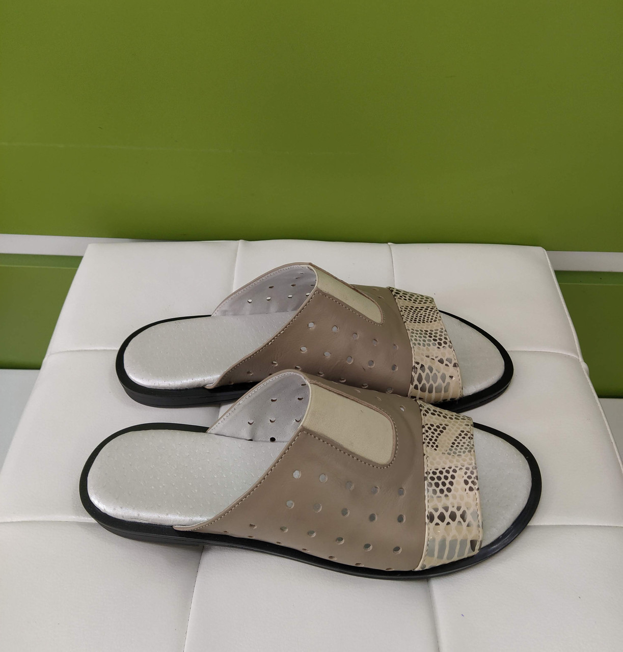 STTOPA Розміри 36-45. Шльопанці великих розмірів шкіряні. 117-3645 Бежеві, фото 1