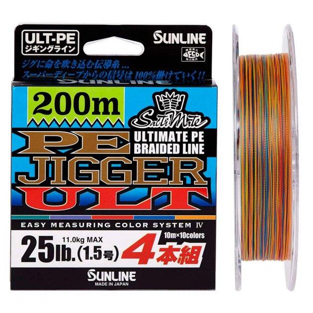 Шнур Sunline PE-Jigger ULT 200m (multicolor) #2.0/0.235 mm 35lb/15.5 kg