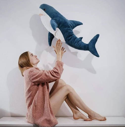 Купить Мягкая игрушка Акула ИКЕА 100см игрушка подушка большая Синяя ...