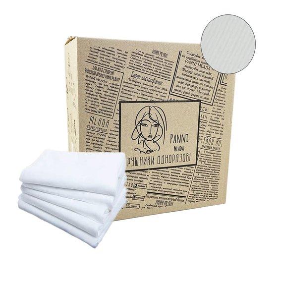 Рушники спанлейс, 40см*70см у коробці Гладкі (100 шт. складені в пластах) 45 г/м2, Білі ТМ Panni Mlada