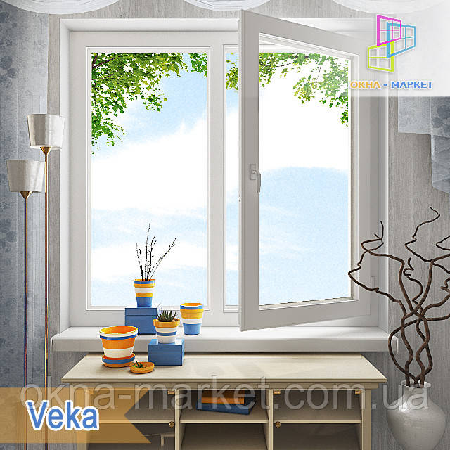 Пластикові двостулкові вікна Veka, фото 1
