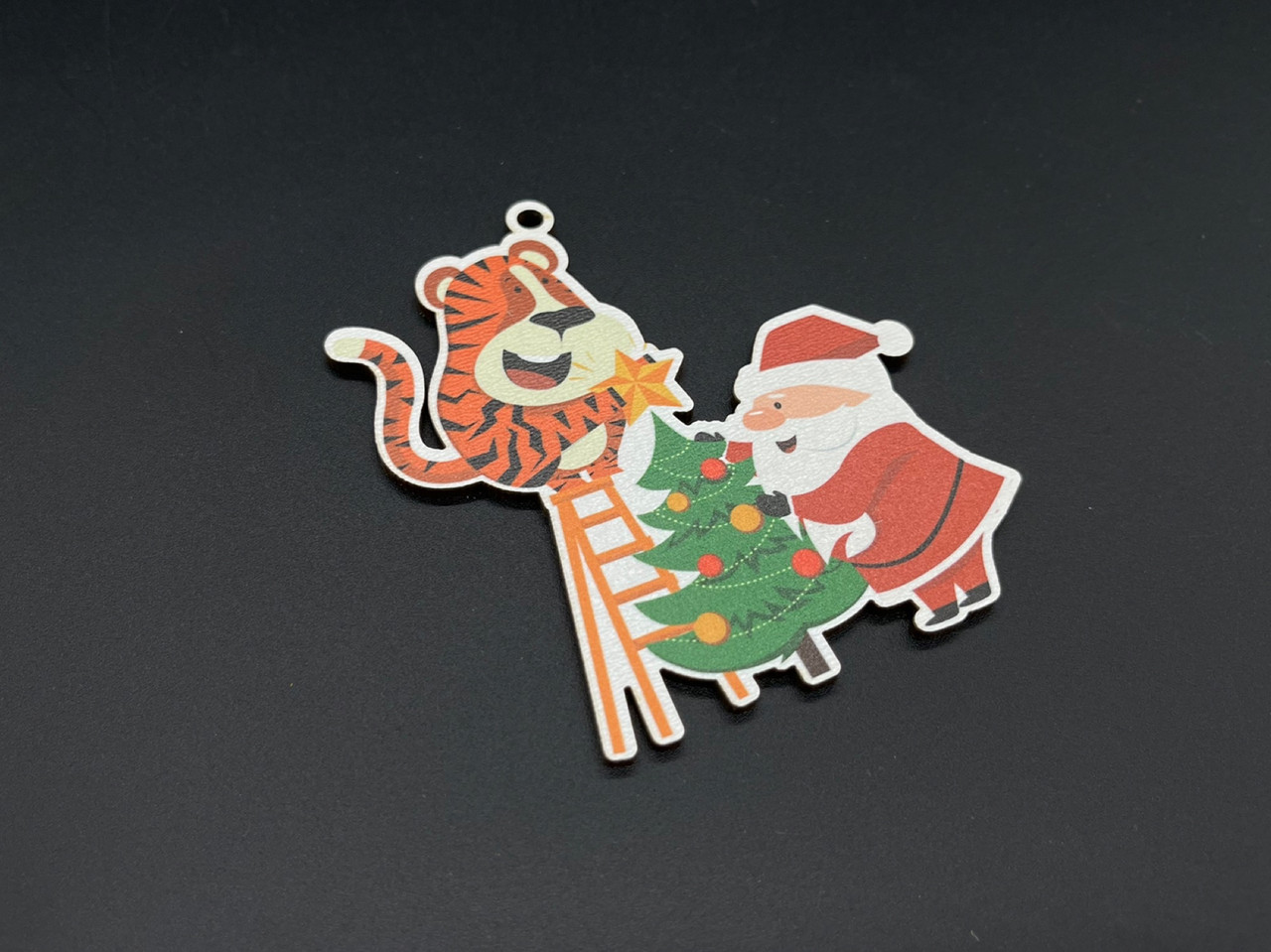 Дерев'яна новорічна іграшка з друком. 9см, фото 1