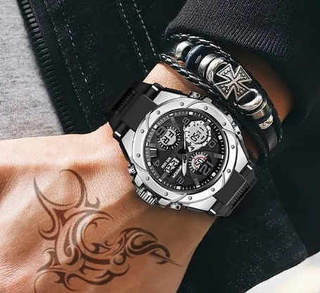 Чоловічий наручний годинник круглий кварцовий водостійкий 5 атм гарантія 12 місяців Sanda Rapid, фото 1