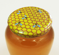 Крышка для меда на стеклянную банку Пчёлки на сотах . Твист-офф 82 мм