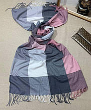 Теплий затишний модний жіночий шарф-палантин в клітку кашемір