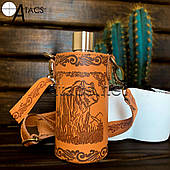 Фляга з неіржавкої сталі у шкіряному чохлі Ведмідь NoYT-36