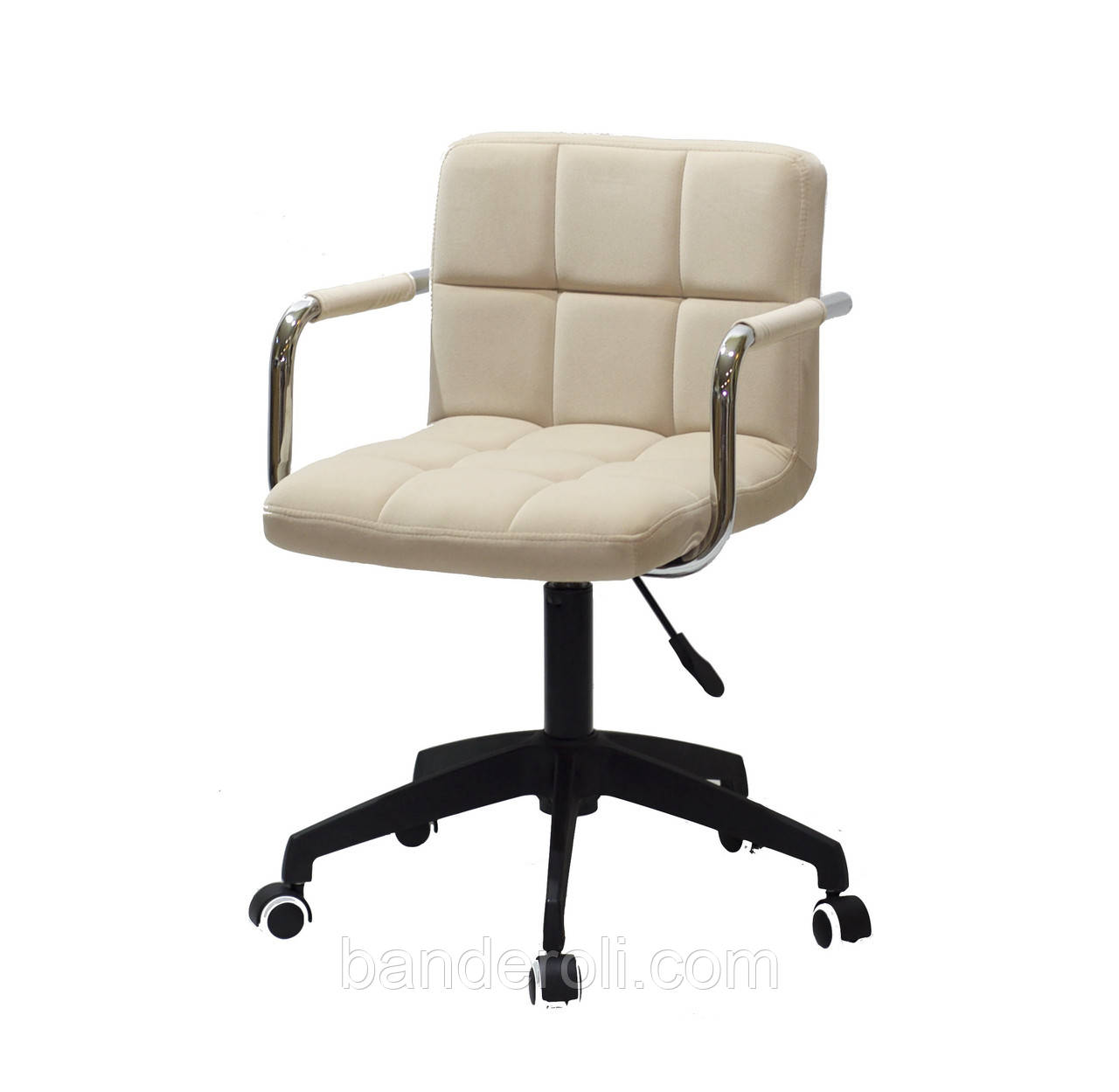 Крісло Arno-Arm Modern BK-Office бежевий велюр на чорній хрестовині з колесами, фото 1