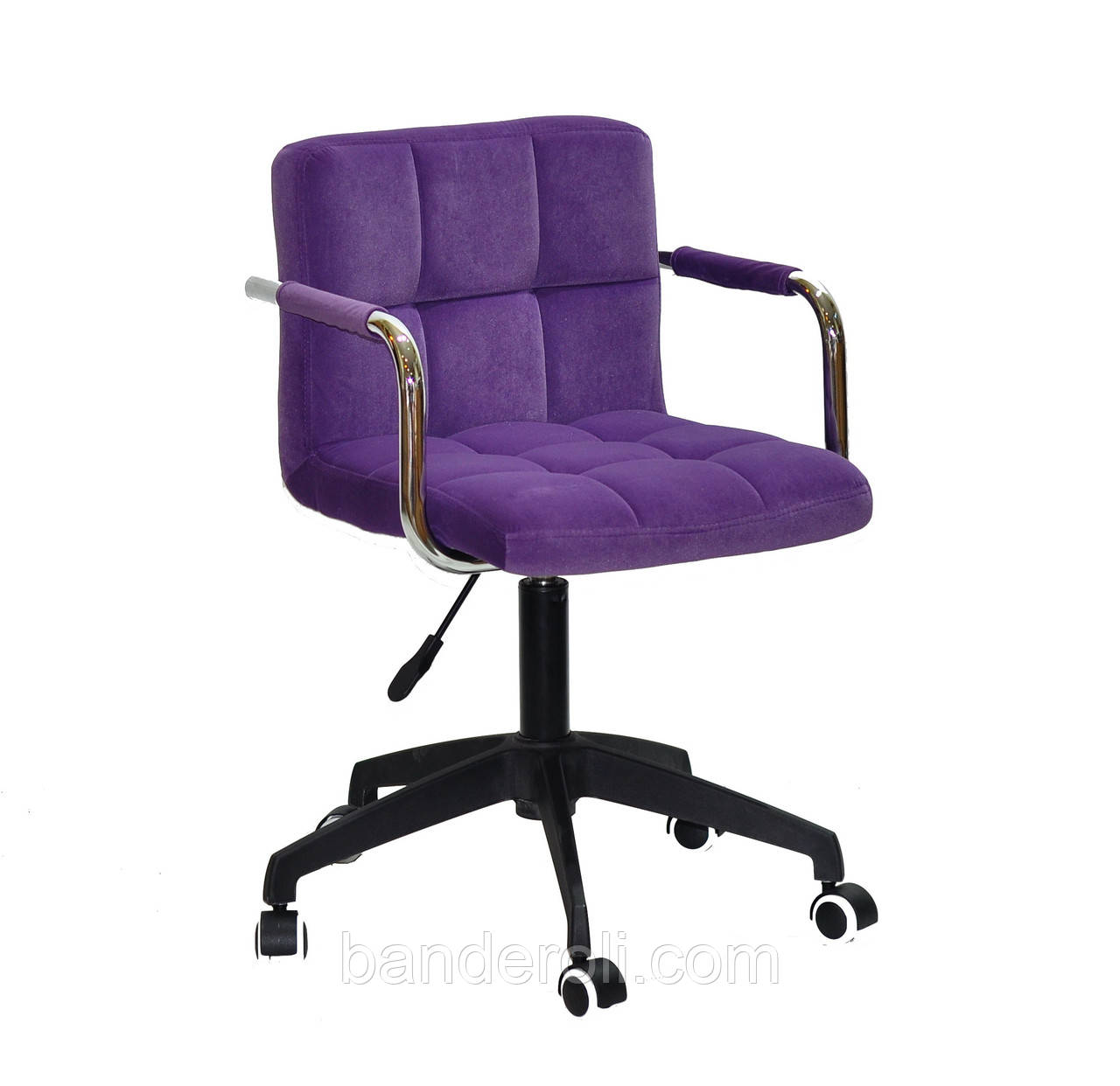 Крісло Arno-Arm Modern BK-Office велюр пурпурний на чорній хрестовині з колесами, фото 1