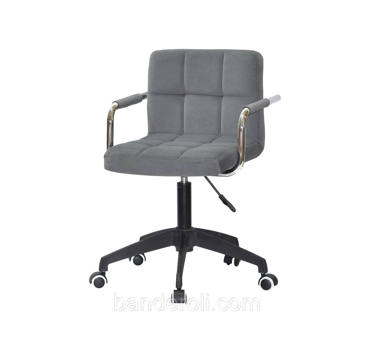 Крісло Arno-Arm Modern BK-Office сірий велюр на чорній хрестовині з колесами, фото 1