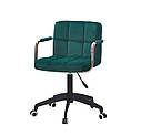 Крісло Arno-Arm Modern BK-Office зелений велюр на чорній хрестовині з колесами, фото 5