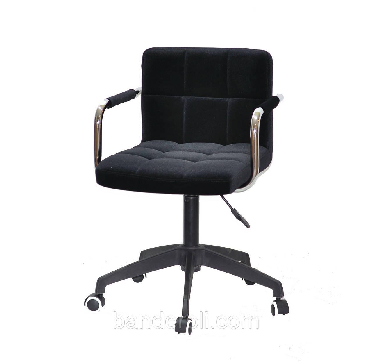 Крісло Arno-Arm Modern BK-Office велюр чорний на чорній хрестовині з колесами, фото 1