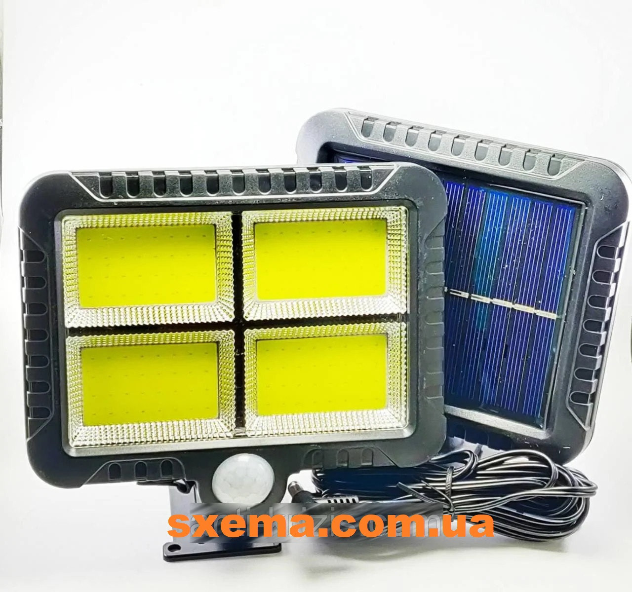 Вуличний ліхтар на сонячній батареї Solar Lamp F-1520-4COB + датчик освітлення + датчик руху
