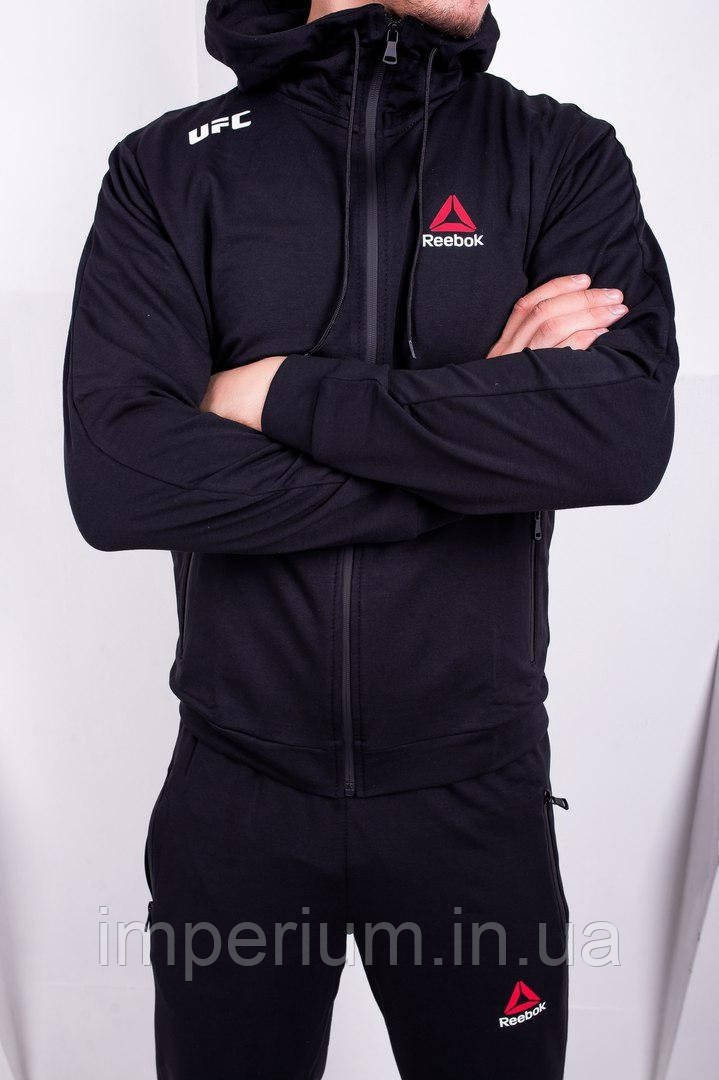 Спортивний стильний костюм на блискавці з капюшоном reebok ufc