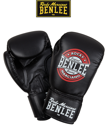 Боксерські рукавиці тренувальні Benlee PRESSURE 12oz, PU, чорно-червоно-білі, фото 1