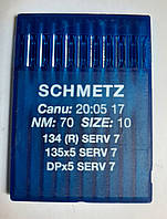 Иглы Shmetz DP-5 10/70 Serv7 c беспропускной геометрией иглы, для тонких тканей