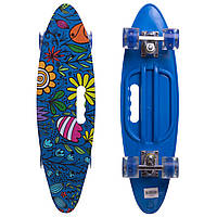 Пені Борд Penny Cruiser круїзер з ручкою Profi 885-14 синій зі світними колесами