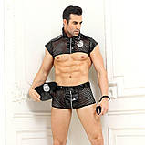 Чоловічий еротичний костюм поліцейського "Суворий Альфред" One Size Black: топ, боксери, кашкет, нар kitty.in.ua, фото 2