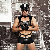 Чоловічий еротичний костюм поліцейського "Капітан Суворий" One Size Black: кашкет, труси, топ, рукав kitty.in.ua, фото 4