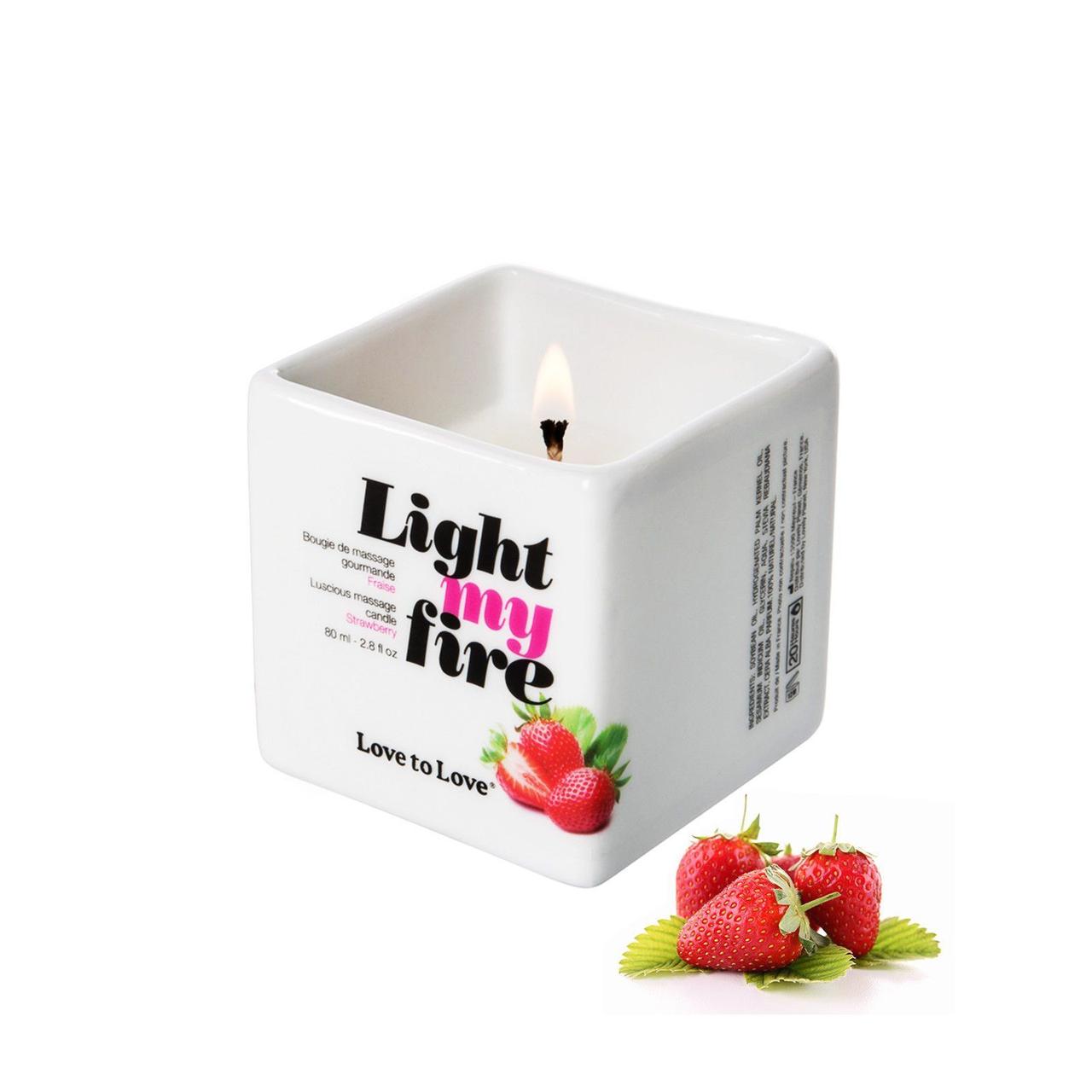 Масажна свічка Love To Love LIGHT MY FIRE Strawberry (80 мл) без парабенів і консервантів Кітті