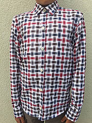 Сорочка дитяча зелена клітка довгий рукав