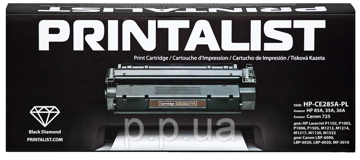Купить Картридж для HP LaserJet P1005 PRINTALIST 85A Black HP-CE285A-PL ...