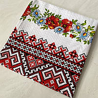 Вафельний рушник для кухні орнамент український з дрібними маками 43х70 см
