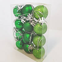 Набор елочных игрушек , шаров 3 см, 12 штук зеленые