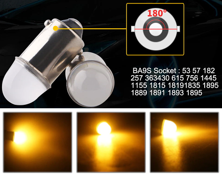 Світлодіодна лампа T4W BA9S (ціна за 1 шт) жовтий BA9S-5630-2SMD-RF 0,18 Вт 12В, фото 2