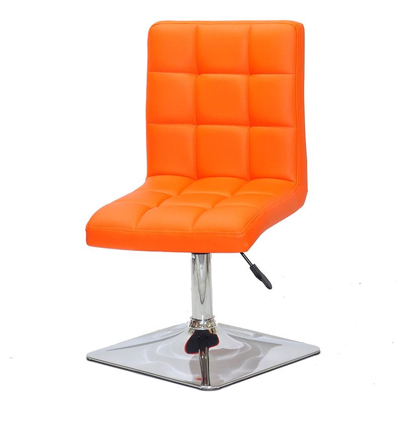 Стілець Augusto 4-CH-Base жовтогарячий 1012 шкірозамінник, на квадратній хромованій опорі, з регулюванням висоти, фото 1