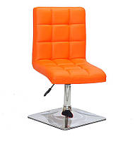 Стілець Augusto 4-CH-Base жовтогарячий 1012 шкірозамінник, на квадратній хромованій опорі, з регулюванням висоти, фото 6