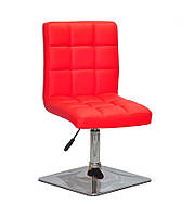 Стілець Augusto 4-CH-Base червоний 1007 шкірозамінник, на квадратній хромованій опорі, з регулюванням висоти, фото 6