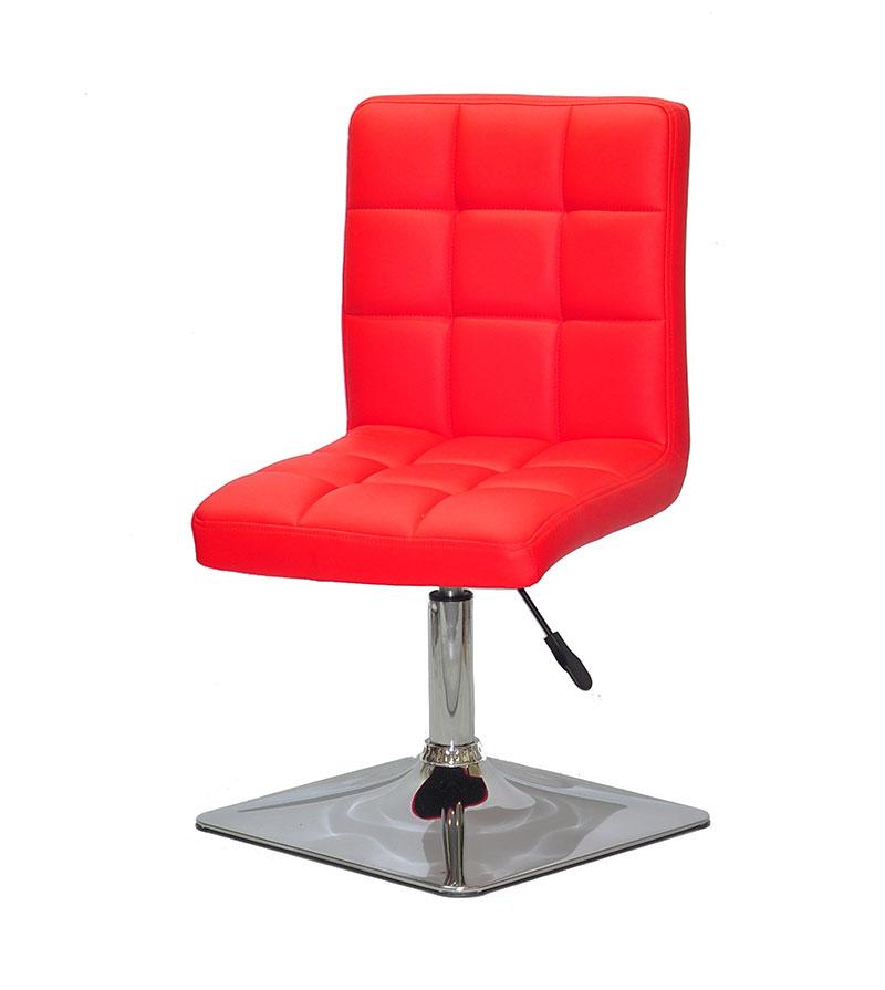 Стілець Augusto 4-CH-Base червоний 1007 шкірозамінник, на квадратній хромованій опорі, з регулюванням висоти, фото 1