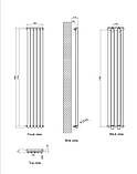 Вертикальний дизайнерський радіатор опалення ARTTIDESIGN Matera 5/1800/295 сірий матовий, фото 3