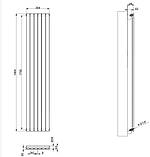 Вертикальний дизайнерський радіатор опалення ARTTIDESIGN Terni 6/1800/354/50 білий матовий, фото 4