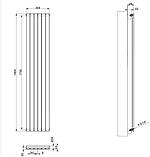 Вертикальний дизайнерський радіатор опалення ARTTIDESIGN Terni 6/1800/354/50 чорний матовий, фото 4