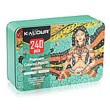 Преміум-набір кольорових масляних олівців KALOUR 240 кольорів в металевій коробці, фото 5