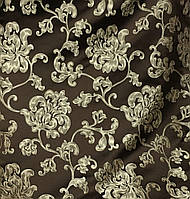 Портьерная ткань для штор Жаккард шоколадного цвета с рисунком