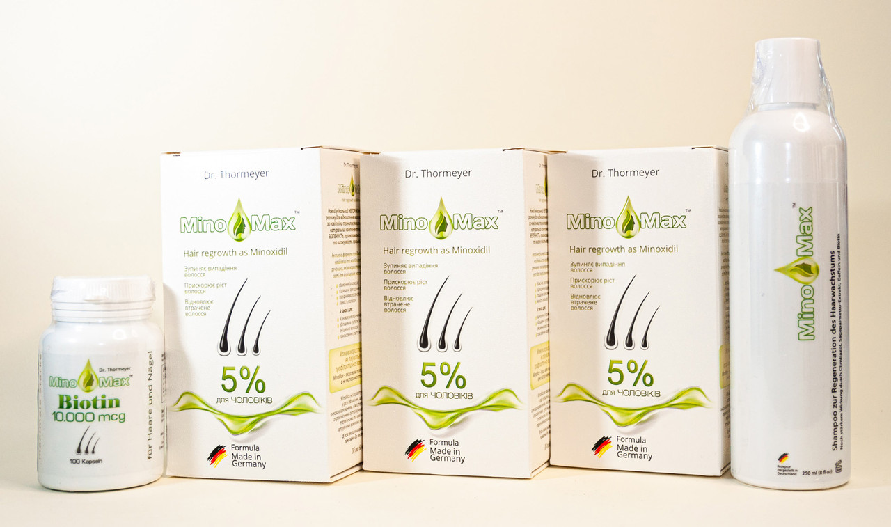 MinoMax 5% (МиноМакс 5%) миноксидин рідина засіб для росту волосся від втрати випадіння волосся