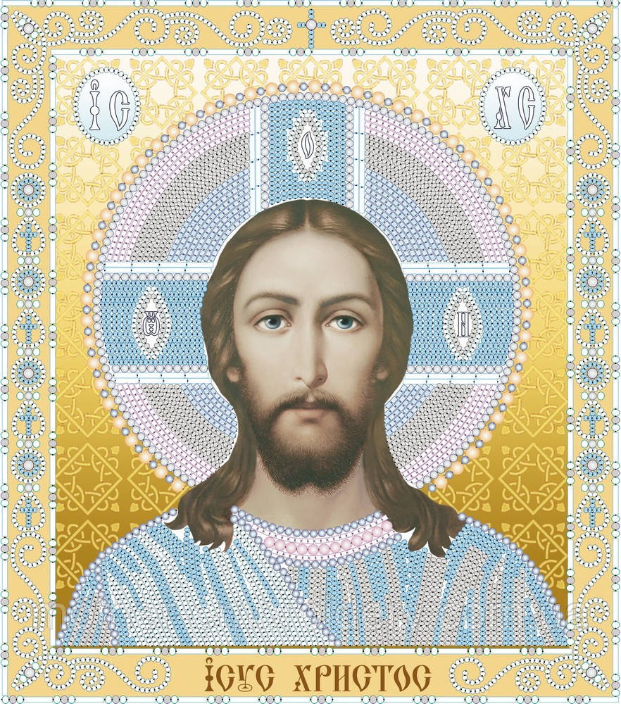 Набір для вишивки бісером "Ісус Христос" Господь-Вседержитель релігія бог, ікона, часткова викладка, 24x27 см