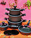 Набір посуду з мармуровим покриттям Edenberg EB-5641 12 предметів Набір каструль казанів для індукційних плит, фото 6