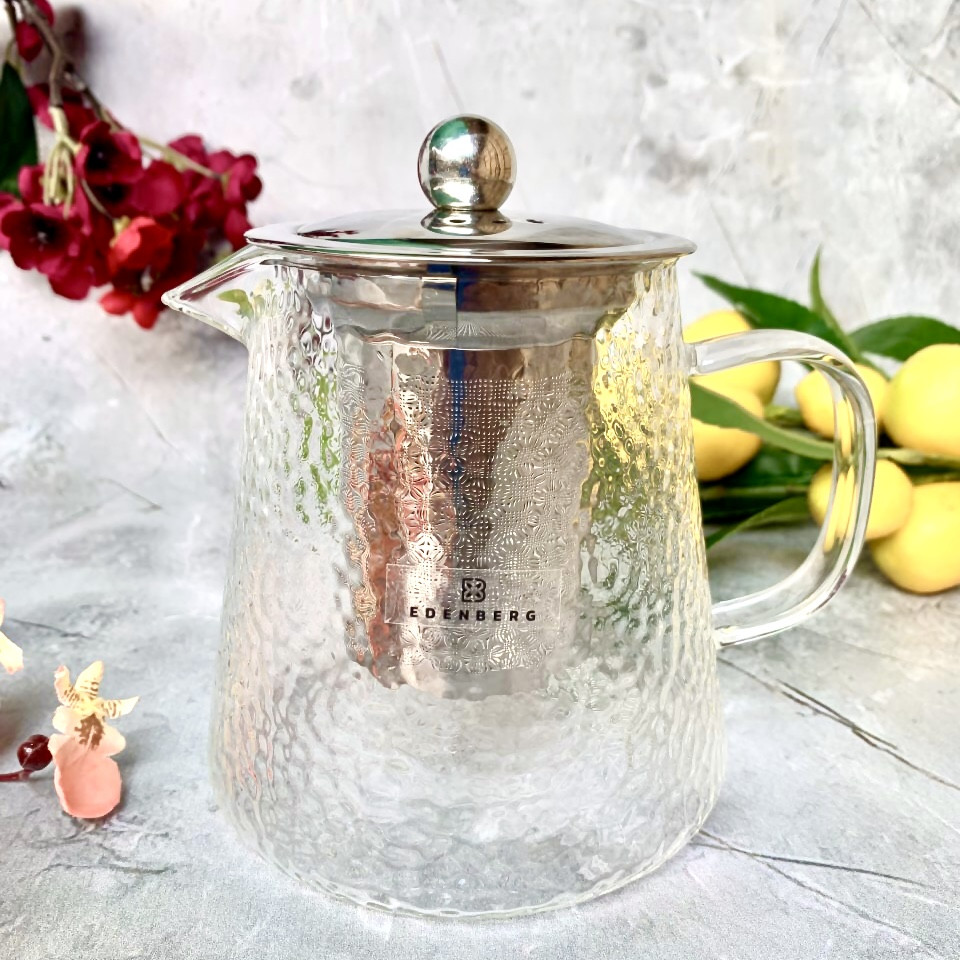 Чайник для заварювання чаю 600 мл Edenberg EB-19062 Чайник заварник скляний із неіржавким ситом, фото 1