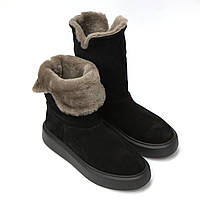 Угги женские черные замшевые ботинки зимняя теплая обувь COSMO Shoes Freedom Black Vel 24, 36