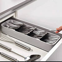 Органайзер Лоток для столовых приборов Compact Cutlery Organiser 39 х 11 см серый (Настоящие фото)